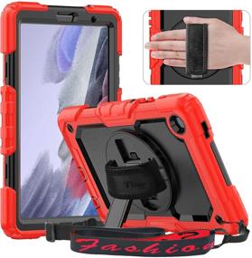 img 4 attached to 🔴 Timecity Case for Samsung Galaxy Tab A7 Lite 8.7" 2021: Built-in Screen Protector, Kickstand, Hand & Shoulder Strap - Red