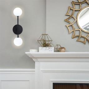 img 2 attached to 🔦 Modern Black Wall Sconces with Mid Century Vanity Light & White Globe Glass Lampshade - Ideal for Hallway, Aisle, Bedroom, and Bathroom