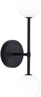 🔦 modern black wall sconces with mid century vanity light & white globe glass lampshade - ideal for hallway, aisle, bedroom, and bathroom логотип