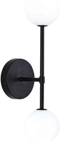 img 4 attached to 🔦 Modern Black Wall Sconces with Mid Century Vanity Light & White Globe Glass Lampshade - Ideal for Hallway, Aisle, Bedroom, and Bathroom