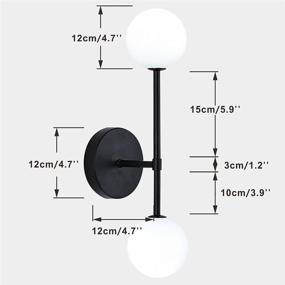 img 3 attached to 🔦 Modern Black Wall Sconces with Mid Century Vanity Light & White Globe Glass Lampshade - Ideal for Hallway, Aisle, Bedroom, and Bathroom