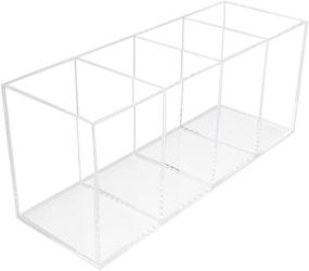 img 4 attached to 🖊️ Clear Acrylic Pen Holder Organizer with 4 Compartments - Ideal for Office Desk, Makeup Brushes, Bathroom, Kitchen, Dorm