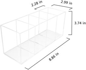 img 3 attached to 🖊️ Clear Acrylic Pen Holder Organizer with 4 Compartments - Ideal for Office Desk, Makeup Brushes, Bathroom, Kitchen, Dorm