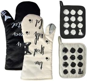img 4 attached to 🧤 AIYUE [Upgraded Version] Long Sleeve Oven Mitts and Pot Holders - Heat Resistant Silicone Cooking Gloves with Soft Cotton Infill, Non-Slip for Kitchen Cooking, Baking, BBQ, Grilling