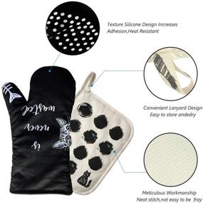 img 1 attached to 🧤 AIYUE [Upgraded Version] Long Sleeve Oven Mitts and Pot Holders - Heat Resistant Silicone Cooking Gloves with Soft Cotton Infill, Non-Slip for Kitchen Cooking, Baking, BBQ, Grilling