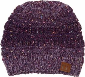 img 4 attached to Stylish Confetti 🎩 Knit Beanie - Faded/Variegated Purple