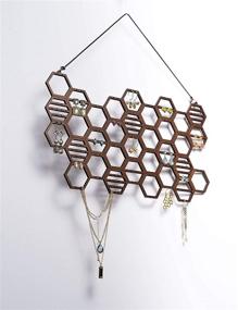 img 1 attached to 🌰 Walnut Wood Honeycomb Earring Holder: Stylish Wall Mount Earring Organizer and Jewelry Display for Stud Earrings and Necklaces