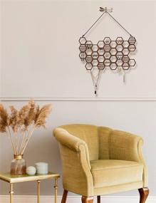 img 3 attached to 🌰 Walnut Wood Honeycomb Earring Holder: Stylish Wall Mount Earring Organizer and Jewelry Display for Stud Earrings and Necklaces