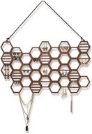 🌰 walnut wood honeycomb earring holder: stylish wall mount earring organizer and jewelry display for stud earrings and necklaces логотип