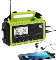 🔋 5000mah emergency hand crank radio solar powered, noaa weather alert radio with lcd display, phone charger, flashlight, reading lamp & sos, am/fm/shortwave portable survival radio for home and power outage logo