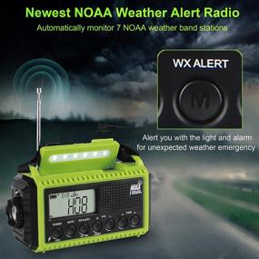 img 2 attached to 🔋 5000mAh Emergency Hand Crank Radio Solar Powered, NOAA Weather Alert Radio with LCD Display, Phone Charger, Flashlight, Reading Lamp & SOS, AM/FM/Shortwave Portable Survival Radio for Home and Power Outage