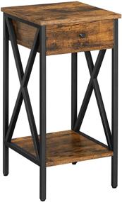 img 4 attached to 🛋️ VASAGLE VINCYER Nightstand with Drawer and Storage Shelf, Industrial Rustic Brown and Black Side Table, Tall End Table ULET501B01