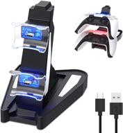 🎮 ultimate dualsense controller charging dock for ps5 - auarte dual charge controller charger with led indicator, dual usb fast charging station, compatible with playstation 5, white logo