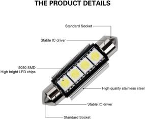 img 3 attached to 🚗 Justech 22PCs Can-Bus Error Free LED SMD Bulbs Kit Set for Car Interior Dome Map Door Courtesy License Plate Lights Festoon C5W T10 168 194 2825 Xenon-White Spare Parts