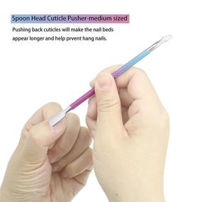 img 1 attached to 💅 ZIZZON 3 Pack Stainless Steel Gel Nail Polish Remover Tool - Cuticle Pusher, Cuticle Peeler, Scraper (Blue-purple)