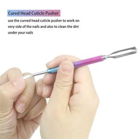 img 3 attached to 💅 ZIZZON 3 Pack Stainless Steel Gel Nail Polish Remover Tool - Cuticle Pusher, Cuticle Peeler, Scraper (Blue-purple)