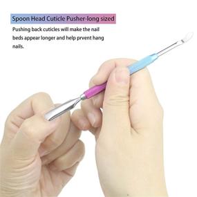 img 2 attached to 💅 ZIZZON 3 Pack Stainless Steel Gel Nail Polish Remover Tool - Cuticle Pusher, Cuticle Peeler, Scraper (Blue-purple)