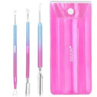 💅 zizzon 3 pack stainless steel gel nail polish remover tool - cuticle pusher, cuticle peeler, scraper (blue-purple) logo