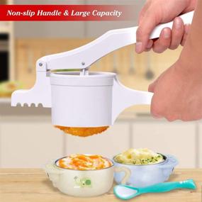 img 1 attached to 🥔 Nurch Potato Ricer & Food Masher - Large Capacity for Fruits and Vegetables, 3 Interchangeable Discs - Fine to Coarse; Professional Baby Food Strainer and Press with Ergonomic Comfort Grip