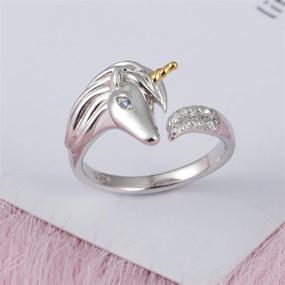 img 2 attached to 🦄 Adjustable Unicorn Wrap Open Ring - 925 Sterling Silver Gift for Women, Teen Girls & Unicorn Party