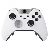 🎮 soft touch white replacement faceplate front housing shell with thumbstick accent rings for xbox one elite controller model 1698 - controller not included logo