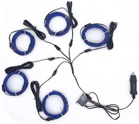 img 4 attached to 🚗 5-Pack Neon El Wire Lights Set for Automotive Car - 10FT EL Wire + 4 PCS 3.2FT EL Wires - LED Lights for Cars Interior Exterior - DIY Decoration Strip Light - Cold Wire LED Lights in Blue