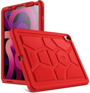 red poetic turtleskin series ipad air 4 2020 10.9 inch case - heavy duty shockproof, kids friendly silicone cover (revision version) logo