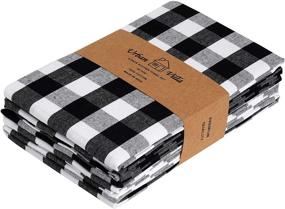 img 4 attached to 🍽️ Set of 6 Urban Villa Kitchen Towels 20×30 Inch – 100% Cotton, Highly Absorbent Dish Towels – Premium Quality Bar & Tea Towels with Mitered Corners in Classic Black and White