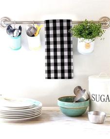 img 2 attached to 🍽️ Set of 6 Urban Villa Kitchen Towels 20×30 Inch – 100% Cotton, Highly Absorbent Dish Towels – Premium Quality Bar & Tea Towels with Mitered Corners in Classic Black and White