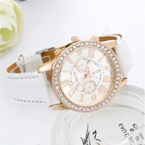 img 1 attached to ⌚ Wholesale Watch 10 Pack - Rhinestone PU Leather Wristband - Roman Numerals Analog Quartz - Women Men