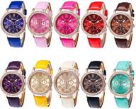 ⌚ wholesale watch 10 pack - rhinestone pu leather wristband - roman numerals analog quartz - women men logo