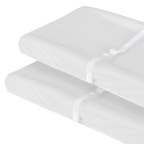img 4 attached to 👶 Organic Cotton 2-Pack Changing Pad Covers for Boys and Girls - Soft, Breathable, and White Cradle Sheets - Fits Standard Baby Changing Pads (16"x32")