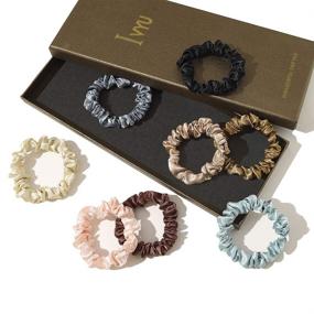 img 4 attached to 🎀 Silk Satin Scrunchies - Small Hair Ties for Thick Curl Hair, No Crease, Soft Ropes - Women and Girls' Ponytail Holder Accessories