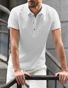 img 2 attached to 👕 Stay Cool and Stylish with Button Sleeve Shirts: Summer Casual Men's Clothing Collection