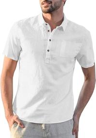 img 4 attached to 👕 Stay Cool and Stylish with Button Sleeve Shirts: Summer Casual Men's Clothing Collection