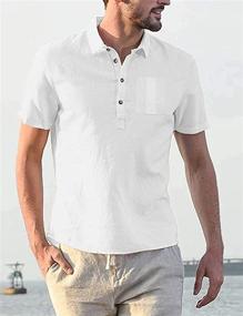 img 3 attached to 👕 Stay Cool and Stylish with Button Sleeve Shirts: Summer Casual Men's Clothing Collection
