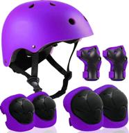 🚴 zleiouy kids bike helmet set with skateboard, helmet elbow pads wrist guards adjustable for 3~10-year-old girl boy, kids protective gear set for sport cycling bike roller skating scooter rollerblade - upgrade logo