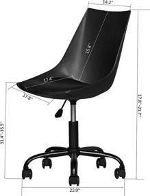 img 1 attached to Black PU Leather Swivel Computer Chair: Height Adjustable, Fashion Ergonomic Task Working Chair with Wheels