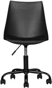 img 4 attached to Black PU Leather Swivel Computer Chair: Height Adjustable, Fashion Ergonomic Task Working Chair with Wheels