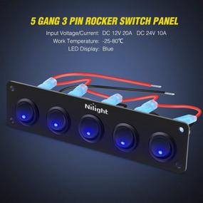 img 1 attached to Nilight 5 Gang 3 Pin Rocker Switch Panel - Waterproof On-Off Toggle Switches 🚗 for Car, Vehicle Trailer, Truck, SUV, Marine Boat, RV, Ship - 12V/24V 20A, 2 Years Warranty