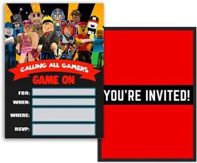 img 1 attached to 🎉 Sandbox Game Invitation Cards Party Supplies Birthday Card - Set of 12