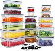 36 pcs stackable plastic food storage containers with lids 🍱 - airtight & bpa-free & microwave/dishwasher safe with chalkboard labels & marker logo