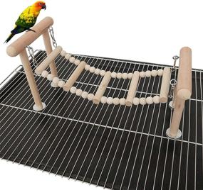 img 4 attached to 🦜 kathson Bird Perches Stand Toy: Enhance Your Bird's Playtime with Swing, Climbing Ladder, and Wooden Perch for Parakeets, Cockatiels, Lovebirds, Conures, and Finches!