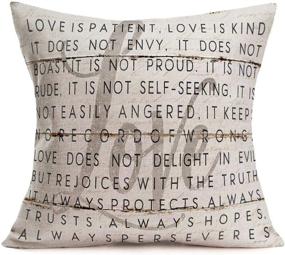 img 4 attached to 🌳 Rustic Wooden Board with Love Motivational Words Throw Pillow Covers - Tlovudori Quote Saying Decorative Pillow Covers for Home Sofa Bed Room Pillowcase 18"x18" (Words Love)