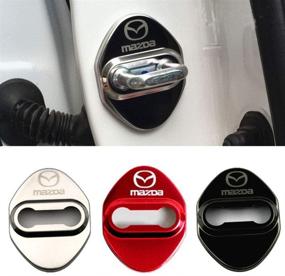 img 2 attached to 🔒 MAXDOOL Stainless Steel Car Door Lock Latches Cover Protector for Mazda 3,6, Miata MX-5 CX-3,CX-5,CX-9 - Red (Pack of 4)