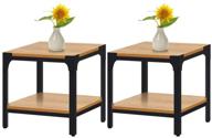 azl1 life concept coffee end table set – decorative occasional tables/desks for living room & home office – 20 inches – walnut brown & metal frame – set of 2 logo