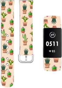img 4 attached to Charge 4 Bands Silicone For Women - ENDIY Designer Aesthetic Personalized Strap Compatible With Fitbit Charge 3 / Charge 3 SE/Charge 4 Small - Lovely Cactus