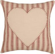 ❤️ 18x18 red ticking stripe pillow cover with cream heart, valentine's day love, farmhouse decor logo