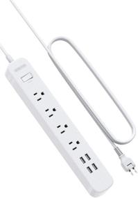 img 4 attached to 🔌 NTONPOWER 2 Prong Power Strip with 10ft Extension Cord - 4 Outlet Surge Protector with USB Ports, White