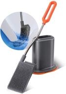 🚽 grey silicone toilet brush and holder set - effective deep cleaning toilet cleaner with non-slip long handle, flat flexible bristles - bathroom essential logo